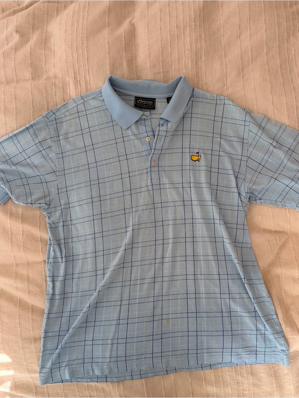 Masters Vintage Pima Cotton Blue Plaid Polo Large